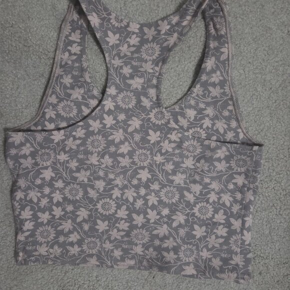 NWOT Pact Cinder Trellis Floral Print Organic Cotton Blend Racerback Crop Top - Picture 2 of 12